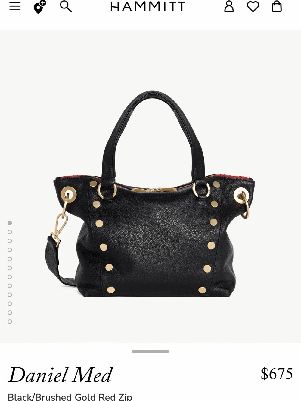 Hammitt Daniel Med Leather Tote in Black with Brushed Gold